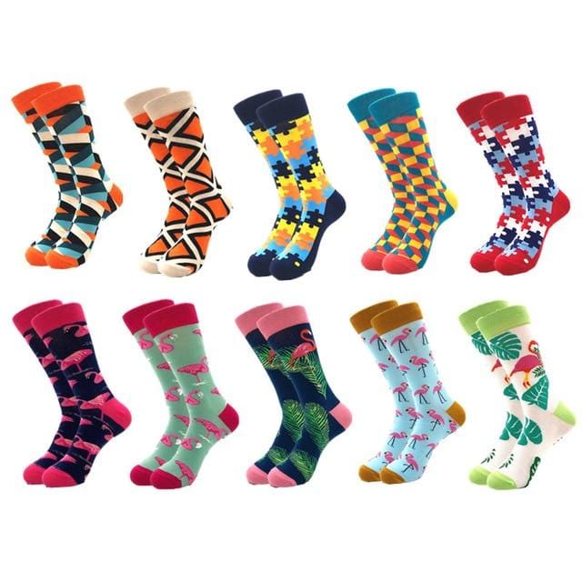 10pairs/lot Brand Quality Men's Socks Combed Cotton colorful Happy Funny Sock Autumn Winter Warm Casual long Men compression sock