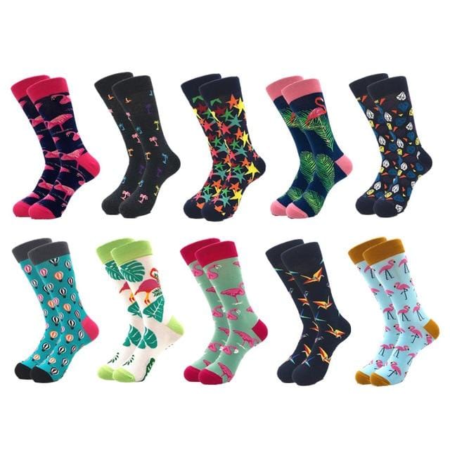 10pairs/lot Brand Quality Men's Socks Combed Cotton colorful Happy Funny Sock Autumn Winter Warm Casual long Men compression sock