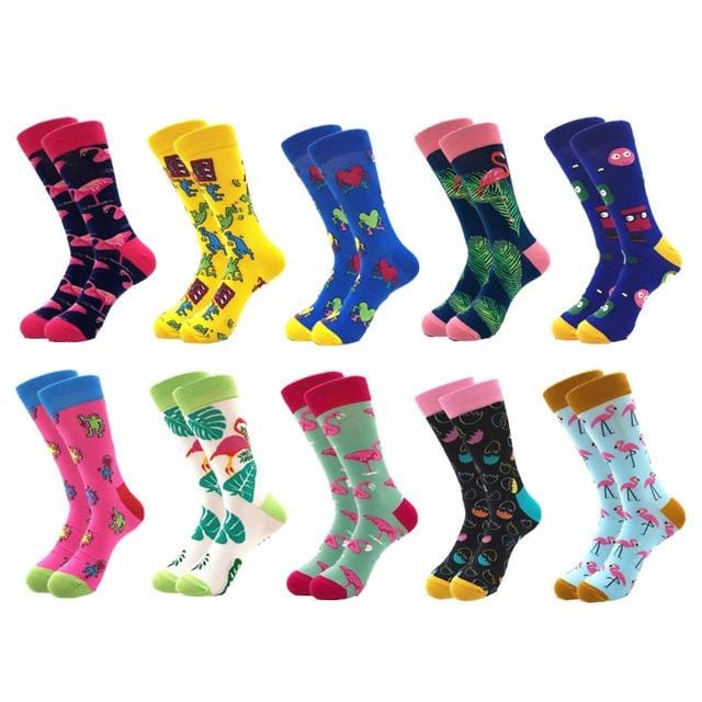 10pairs/lot Brand Quality Men's Socks Combed Cotton colorful Happy Funny Sock Autumn Winter Warm Casual long Men compression sock