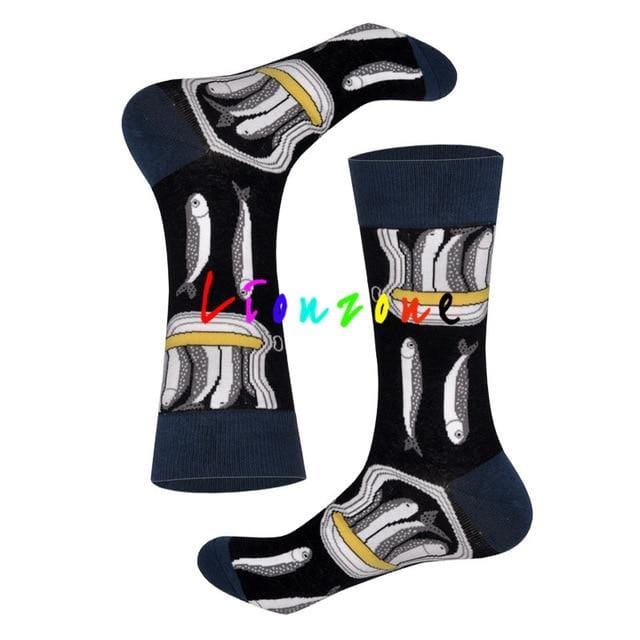 LIONZONE New Arrived Happy Socks With Saury Lobster skeleton Disenador StreetWear Calcetines Casual Crew Socks Funny Gift