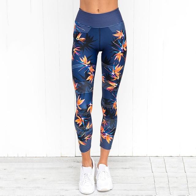 High Waist Leggings Women's Fitness Sport Leggings Stripe Printing Elastic Gym Workout Tights S-XL Running Trousers Plus Size-Leggings-Ultrabasic