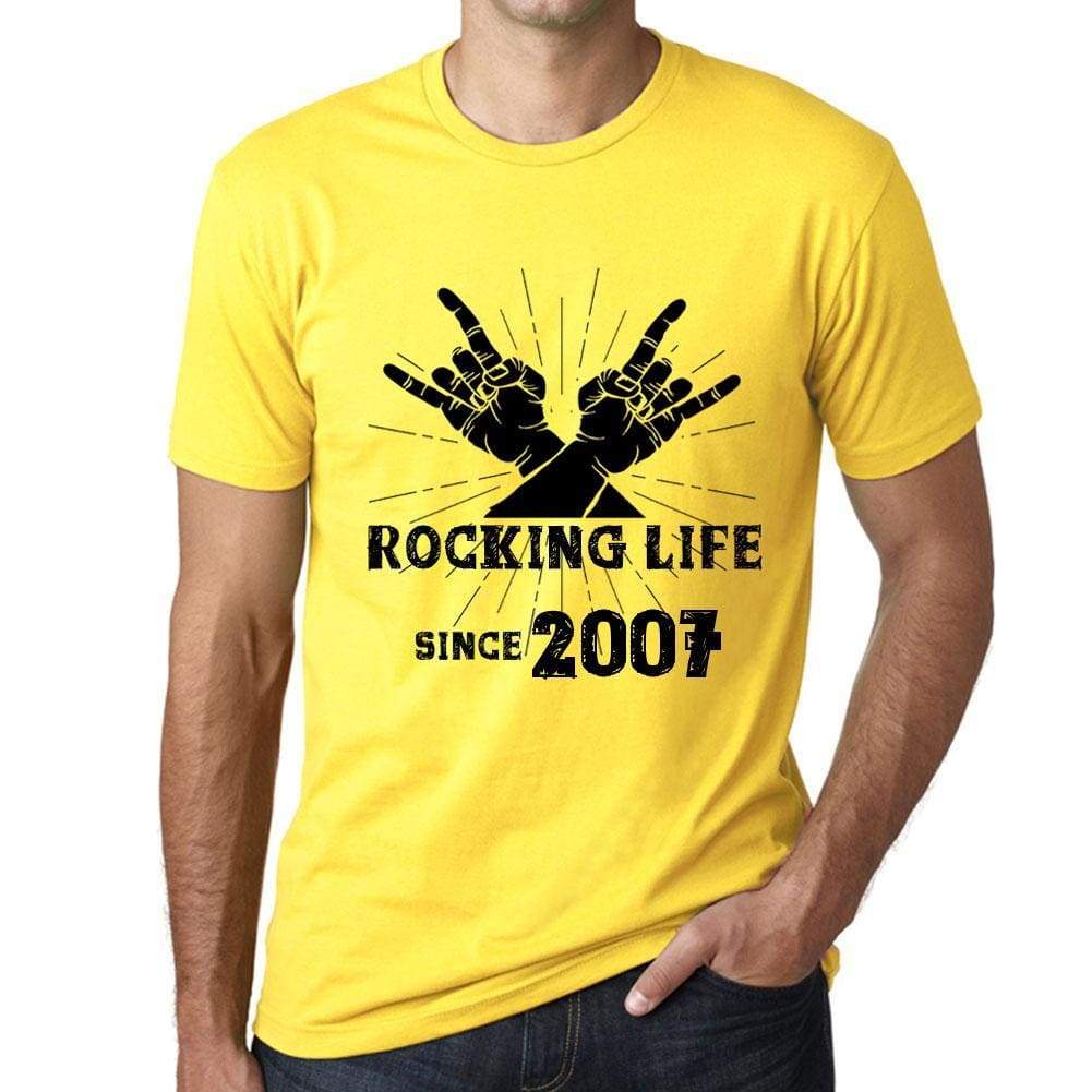 Rocking Life Since 2007 Mens T-Shirt Yellow Birthday Gift 00422 - Yellow / Xs - Casual