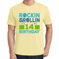 Rockin&rollin 14 Yellow Mens Short Sleeve Round Neck T-Shirt 00278 - Yellow / S - Casual
