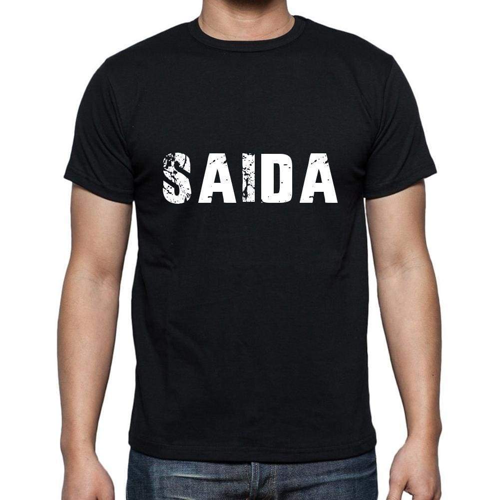 Saida Mens Short Sleeve Round Neck T-Shirt 5 Letters Black Word 00006 - Casual