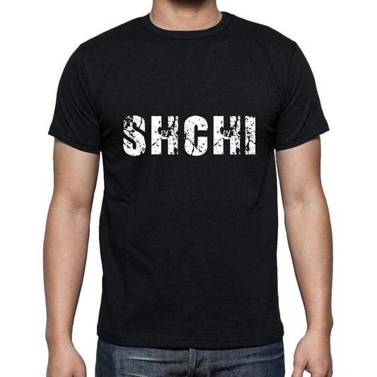 Shchi Mens Short Sleeve Round Neck T-Shirt 5 Letters Black Word 00006 - Casual