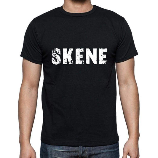 Skene Mens Short Sleeve Round Neck T-Shirt 5 Letters Black Word 00006 - Casual