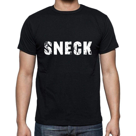 Sneck Mens Short Sleeve Round Neck T-Shirt 5 Letters Black Word 00006 - Casual