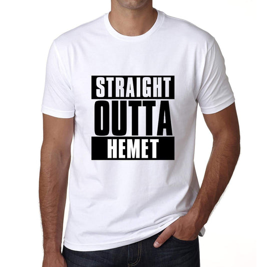 Straight Outta Hemet Mens Short Sleeve Round Neck T-Shirt 00027 - White / S - Casual