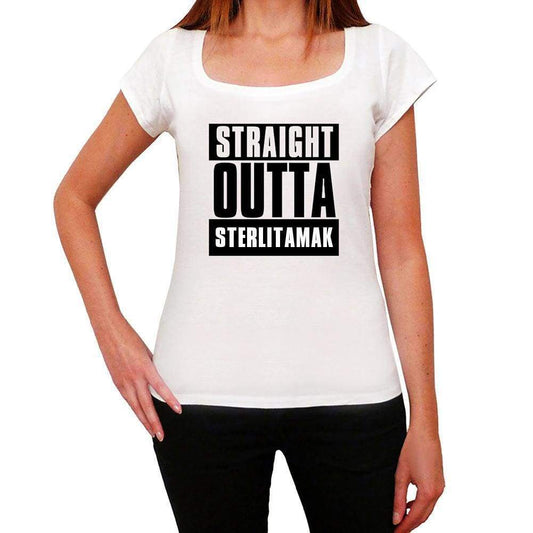 Straight Outta Sterlitamak Womens Short Sleeve Round Neck T-Shirt 00026 - White / Xs - Casual