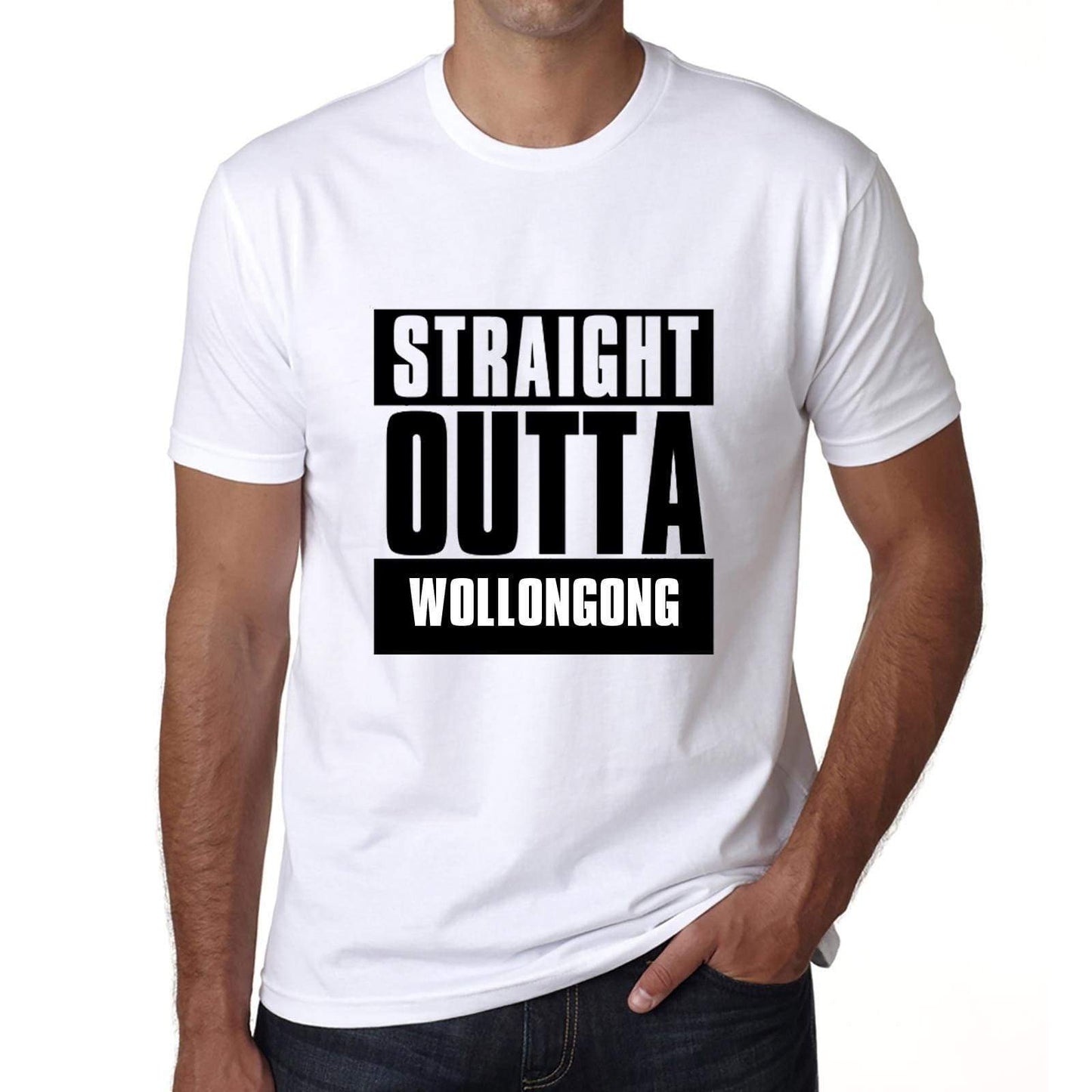 Straight Outta Wollongong Mens Short Sleeve Round Neck T-Shirt 00027 - White / S - Casual