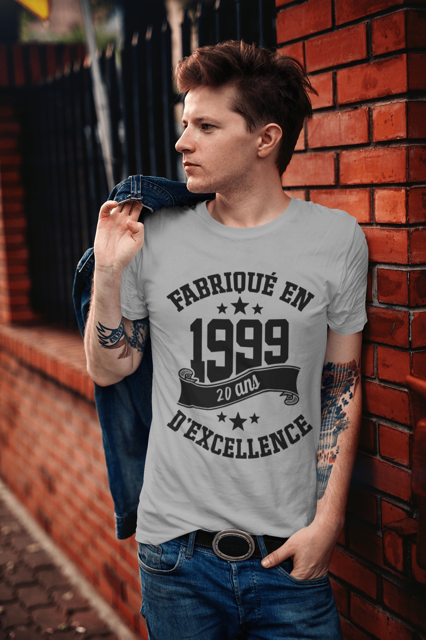 Ultrabasic - Fabriqué en 1999, 20 Ans d'être Génial Unisex T-Shirt Gris Chiné