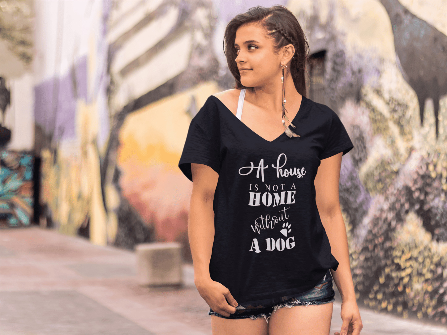 ULTRABASIC Women's T-Shirt A House is Not a Home Without a Dog - Short Sleeve Tee Shirt Tops