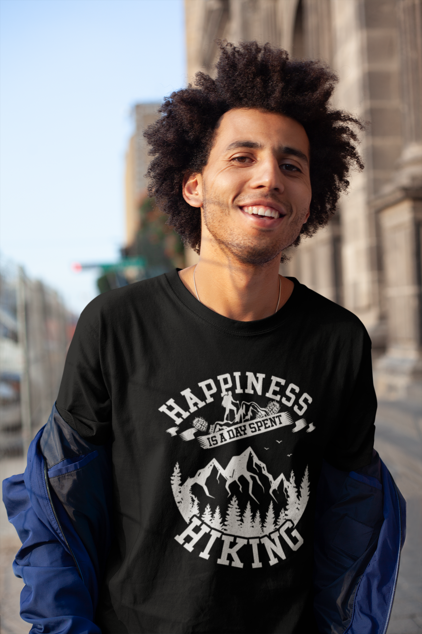 ULTRABASIC Men's T-Shirt Happiness is a Day Spent Hiking - Mountain Hiker Tee Shirt