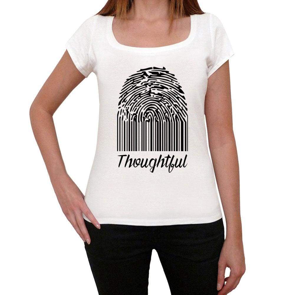 Thoughtful Fingerprint White Womens Short Sleeve Round Neck T-Shirt Gift T-Shirt 00304 - White / Xs - Casual