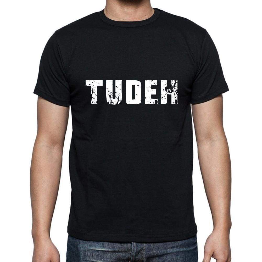 Tudeh Mens Short Sleeve Round Neck T-Shirt 5 Letters Black Word 00006 - Casual