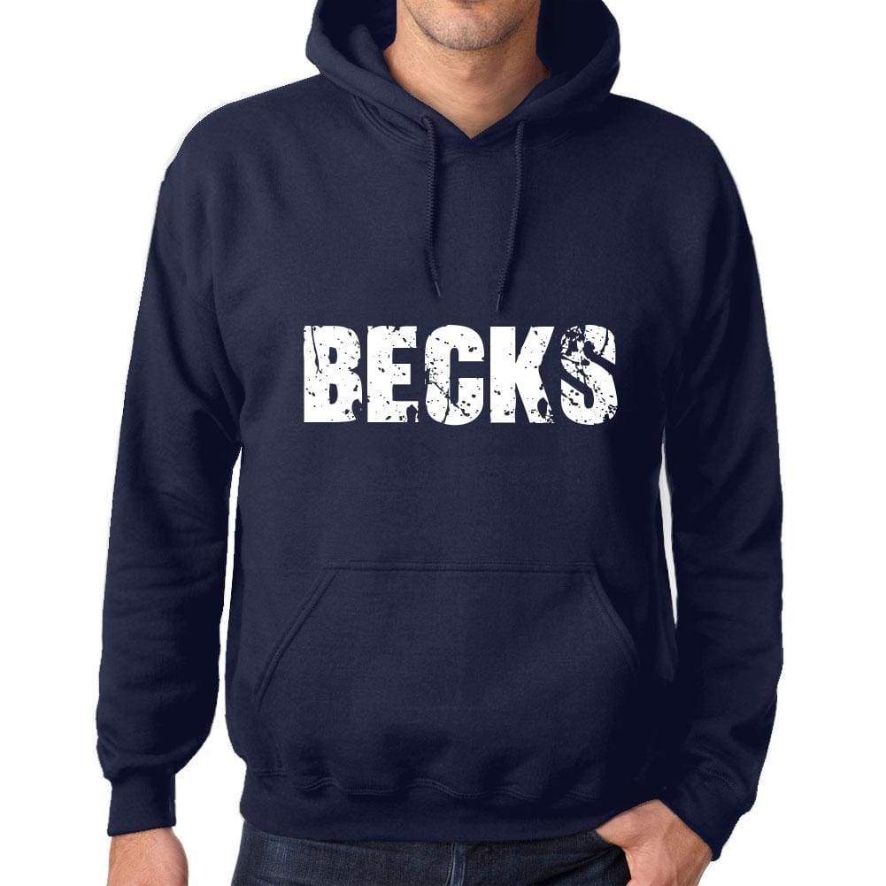 Unisex Printed Graphic Cotton Hoodie Popular Words Becks French Navy - French Navy / Xs / Cotton - Hoodies