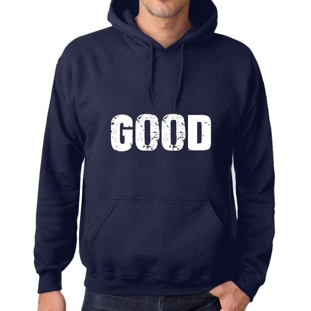 Unisex Printed Graphic Cotton Hoodie Popular Words Good French Navy - French Navy / Xs / Cotton - Hoodies