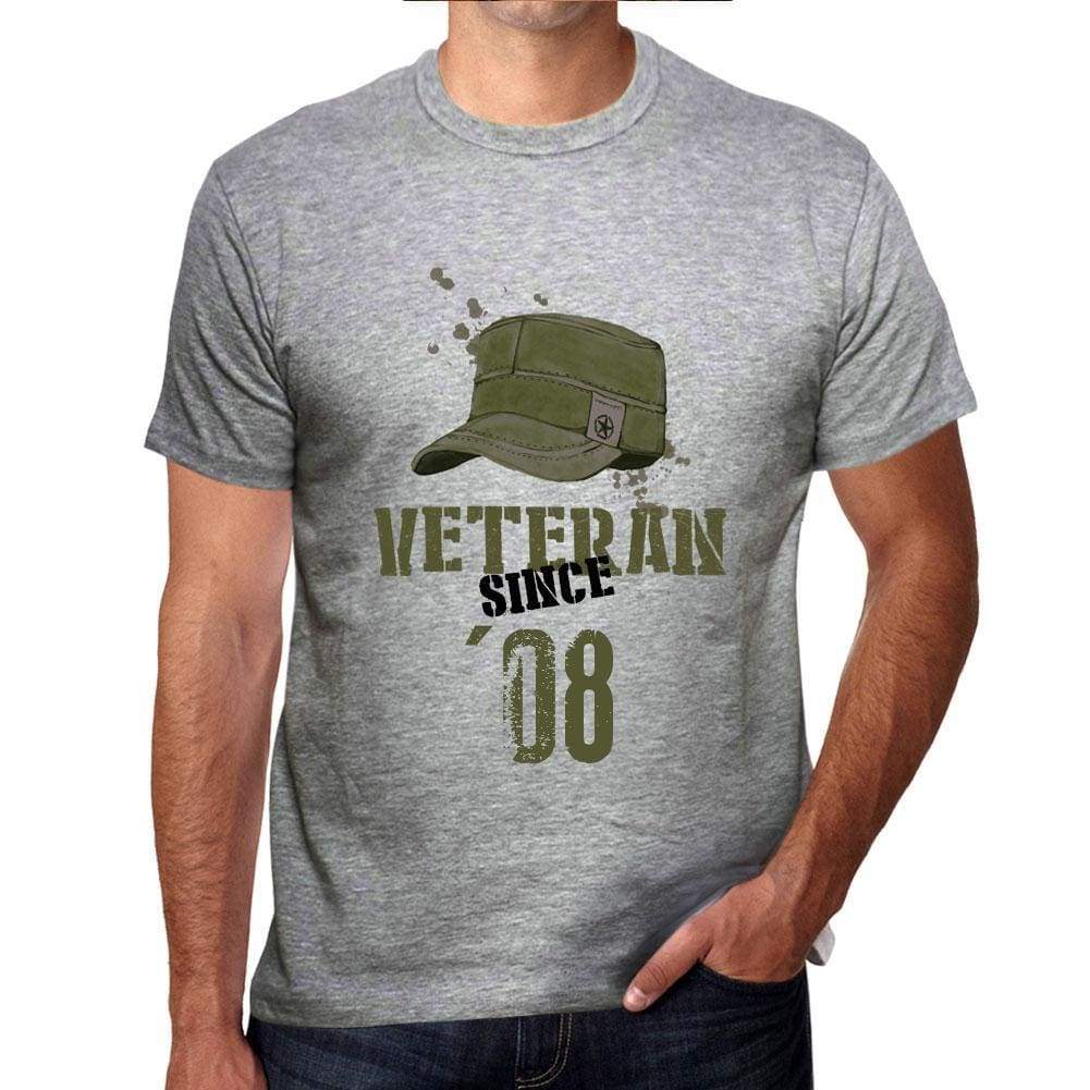 Veteran Since 08 Mens T-Shirt Grey Birthday Gift 00435 - Grey / S - Casual
