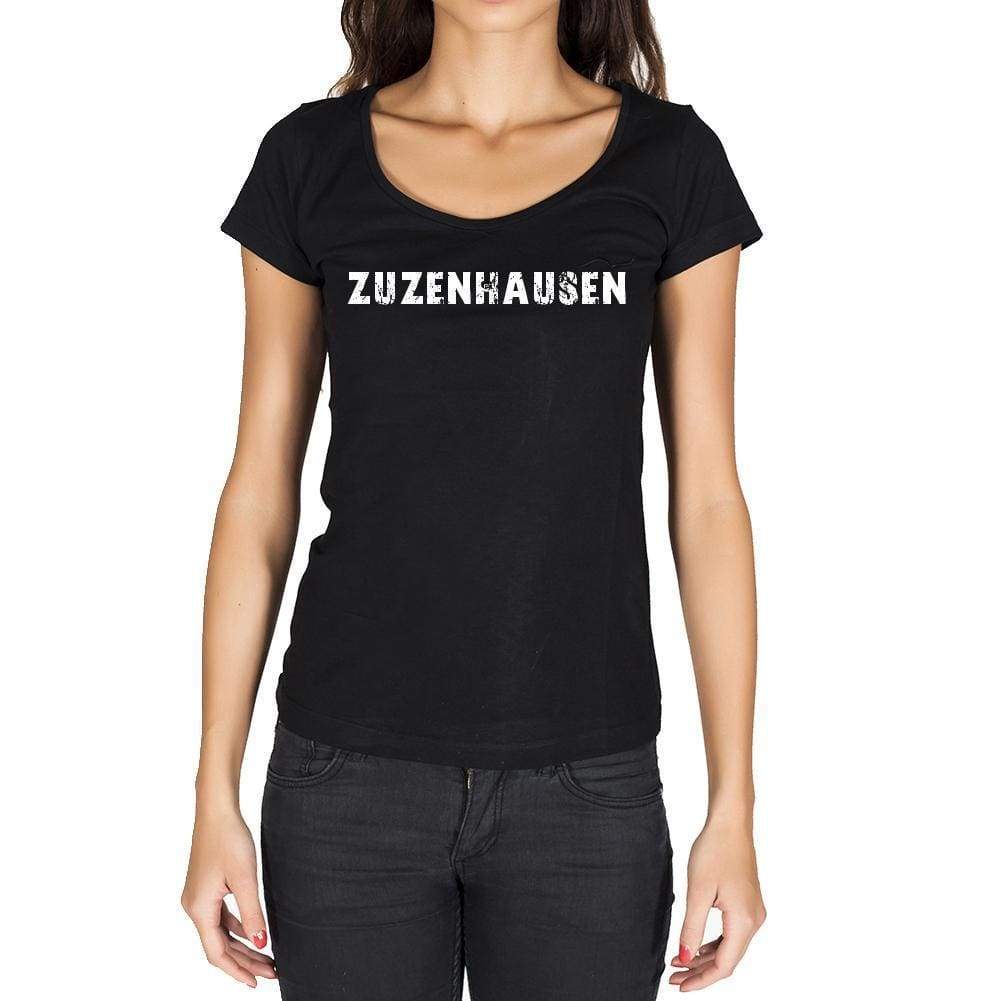 Zuzenhausen German Cities Black Womens Short Sleeve Round Neck T-Shirt 00002 - Casual